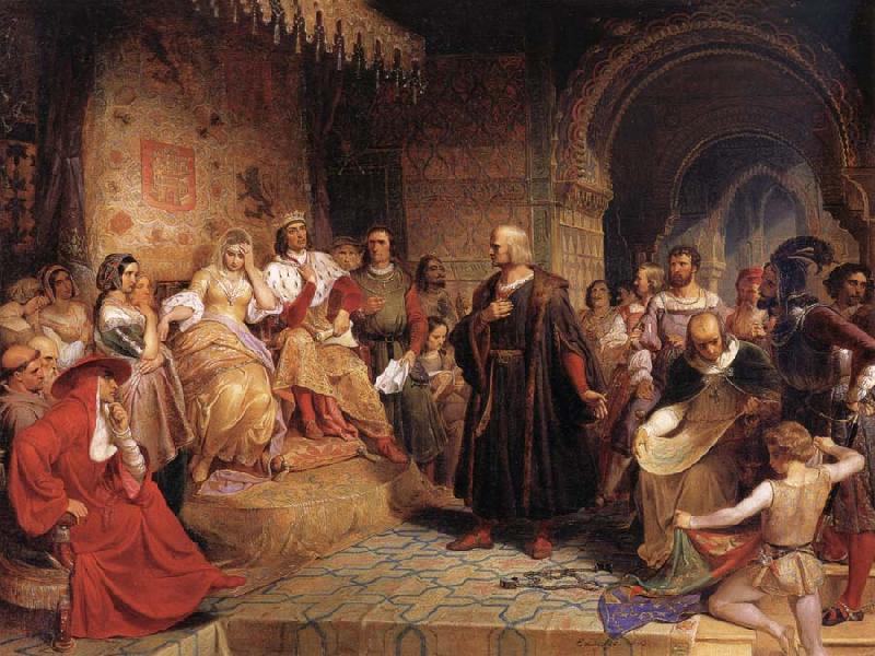 Emanuel Leutze Columbus before the Queen France oil painting art